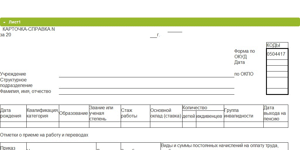 Формы статистики по окуд